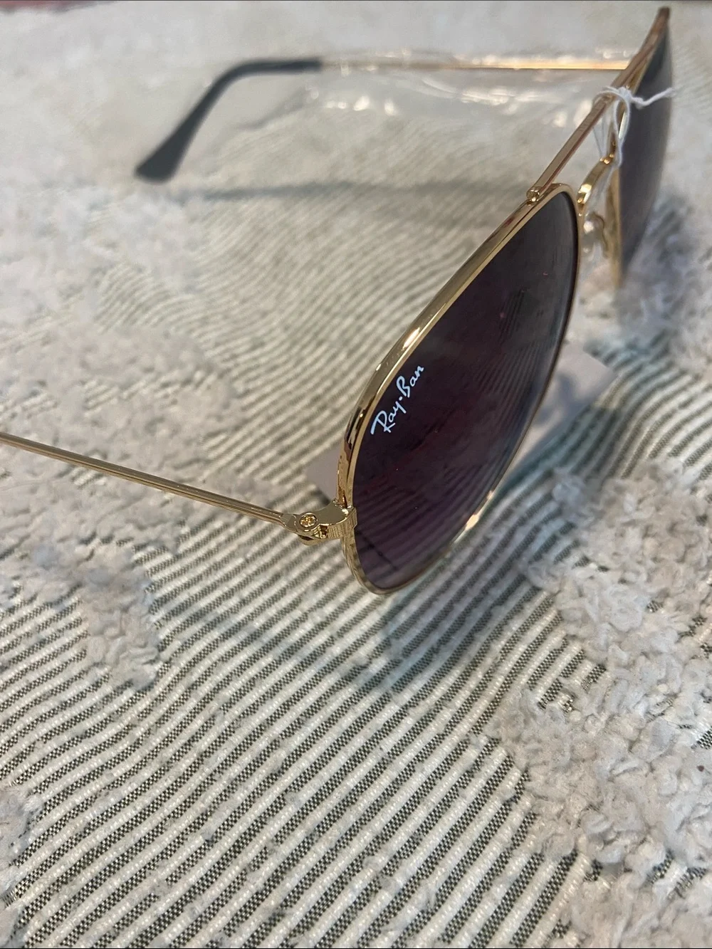 Gold Frame Sunglasses with Purple Lenses